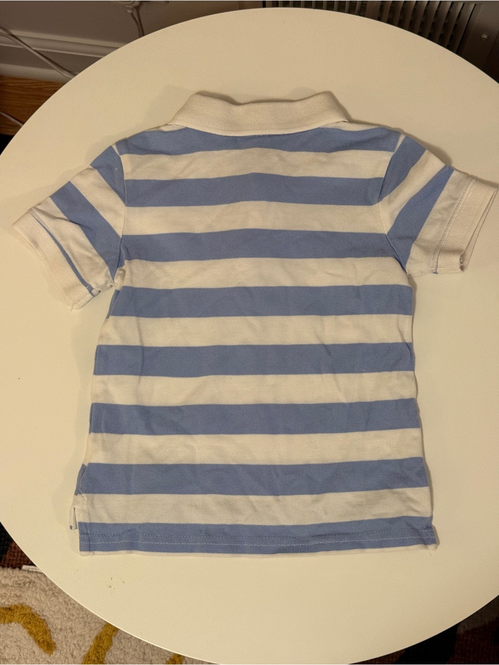 Janie and Jack Light Blue and White Horizontal Stripe cotton Polo 3T - Picture 2 of 4